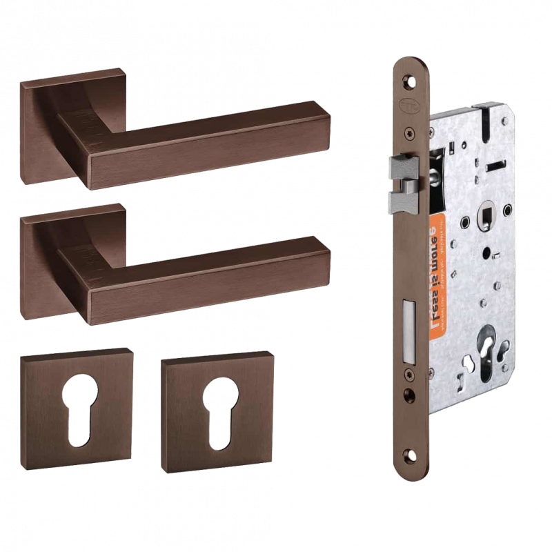 JNF Deurkrukken Geometric Quadro brons PVD kruk/kast set