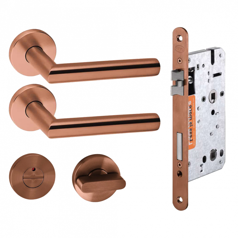 JNF Deurkruk Tubular koper PVD kruk/wc set