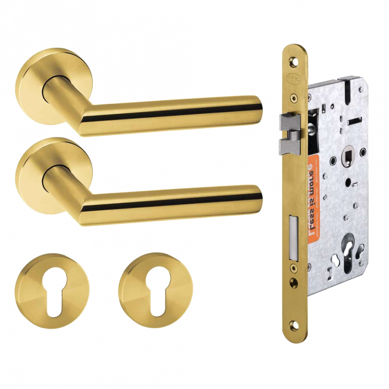 JNF Deurkruk Tubular messing PVD kruk/kast set