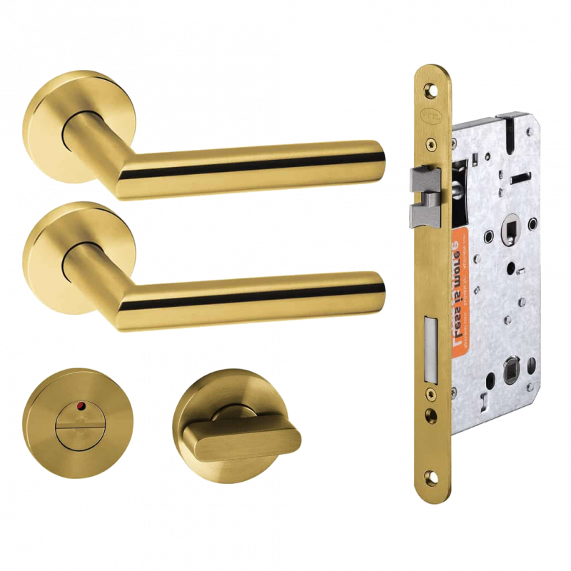 JNF Deurkruk Tubular messing PVD kruk/wc set