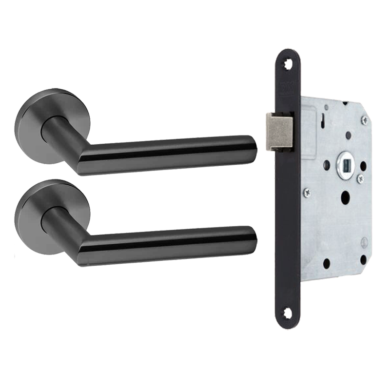 JNF Deurkruk Tubular zwart PVD kruk set