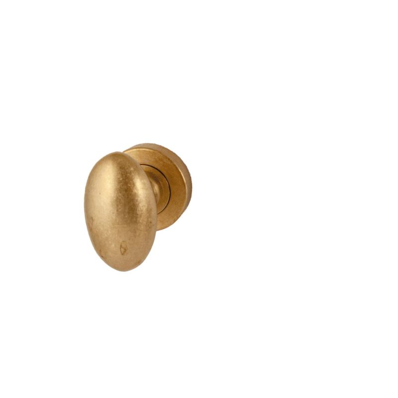 Hardbrass - Knopkruk Ovo rond rozet Nika getrommeld messing