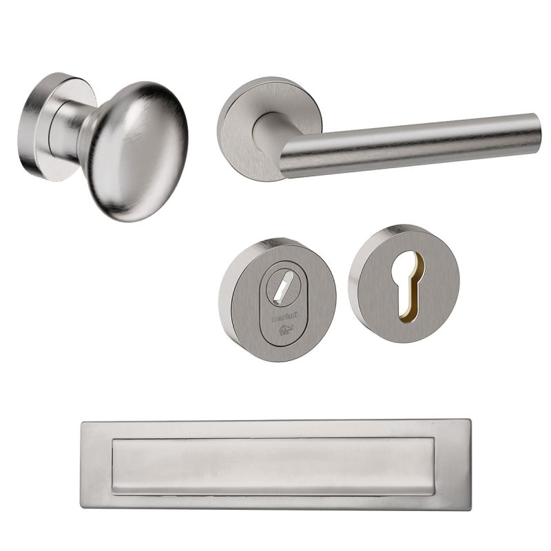Hardbrass - Attival/Toledo voordeurset getrommeld inox