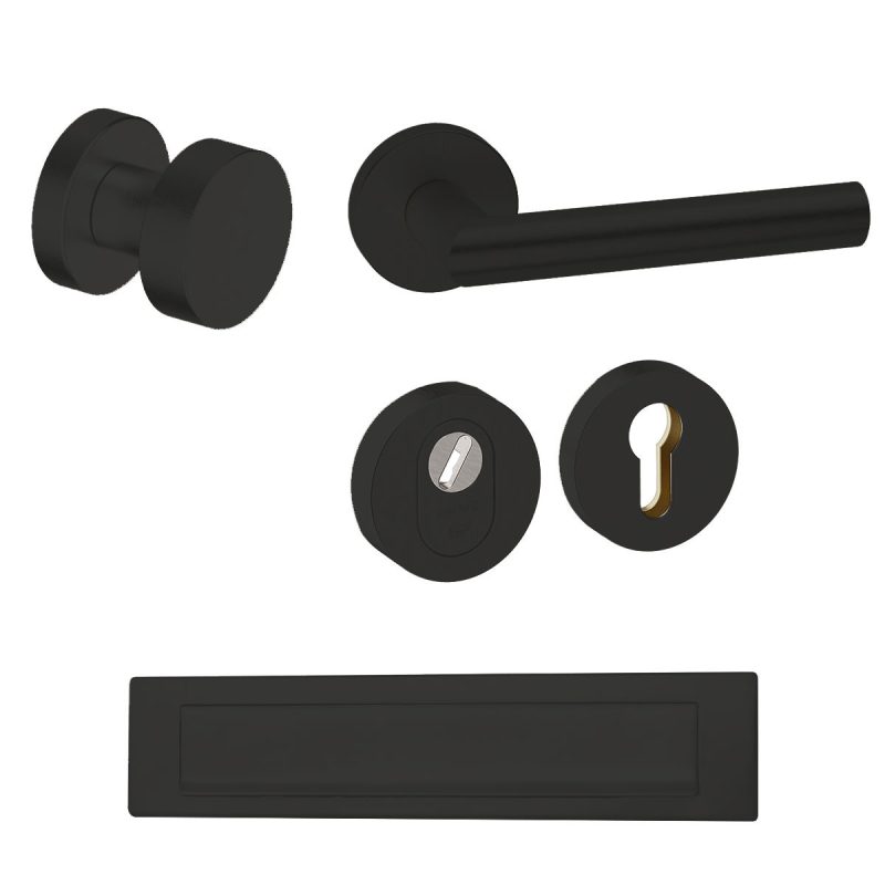 Hardbrass - Piano voordeurset zwart
