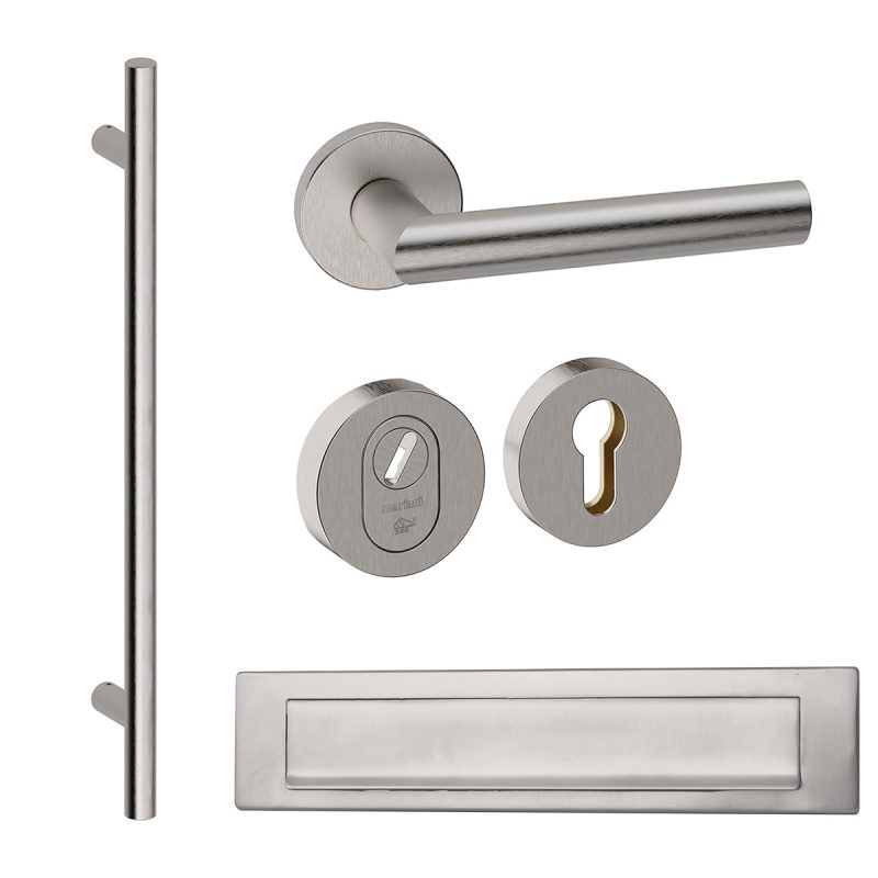 Hardbrass - Frankfurt 1160 voordeurset getrommeld inox