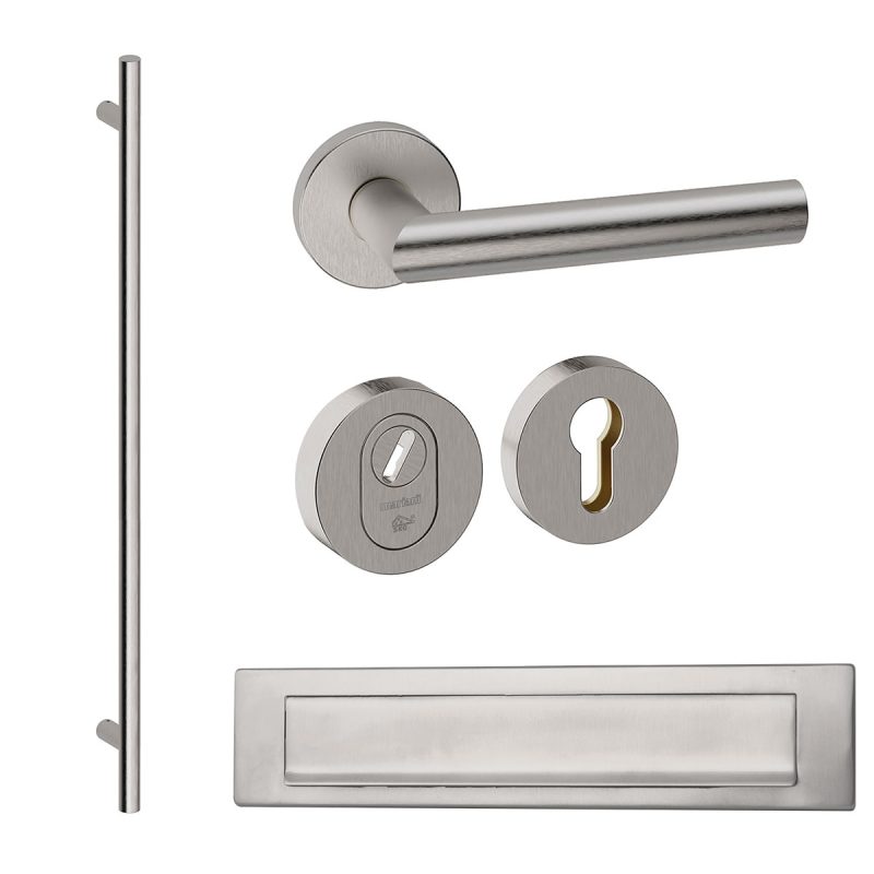 Hardbrass - Frankfurt 1900 voordeurset getrommeld inox