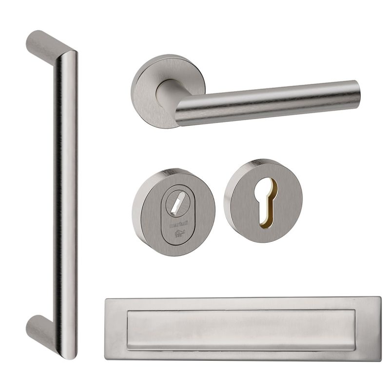 Hardbrass - Nairobi 830 voordeurset getrommeld inox