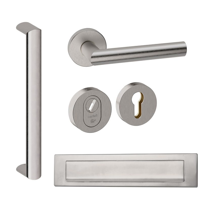 Hardbrass - Moskou 371 voordeurset getrommeld inox
