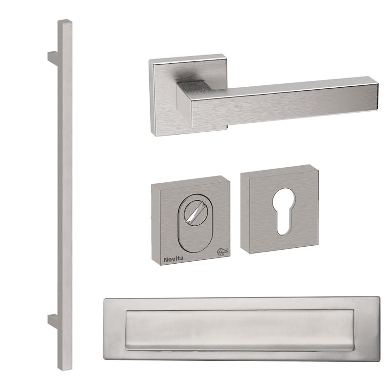 Hardbrass - Toronto 1160 voordeurset getrommeld inox