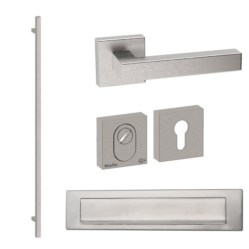 Hardbrass - Toronto 1900 voordeurset getrommeld inox