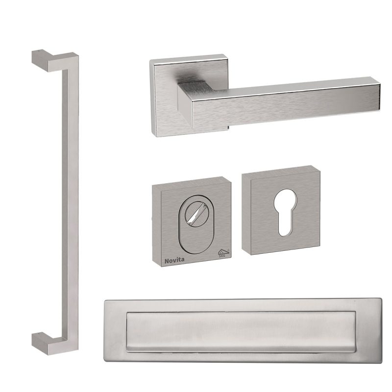 Hardbrass - Denver S 625 voordeurset getrommeld inox