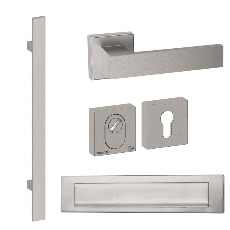 Hardbrass - Miami 800 voordeurset getrommeld inox
