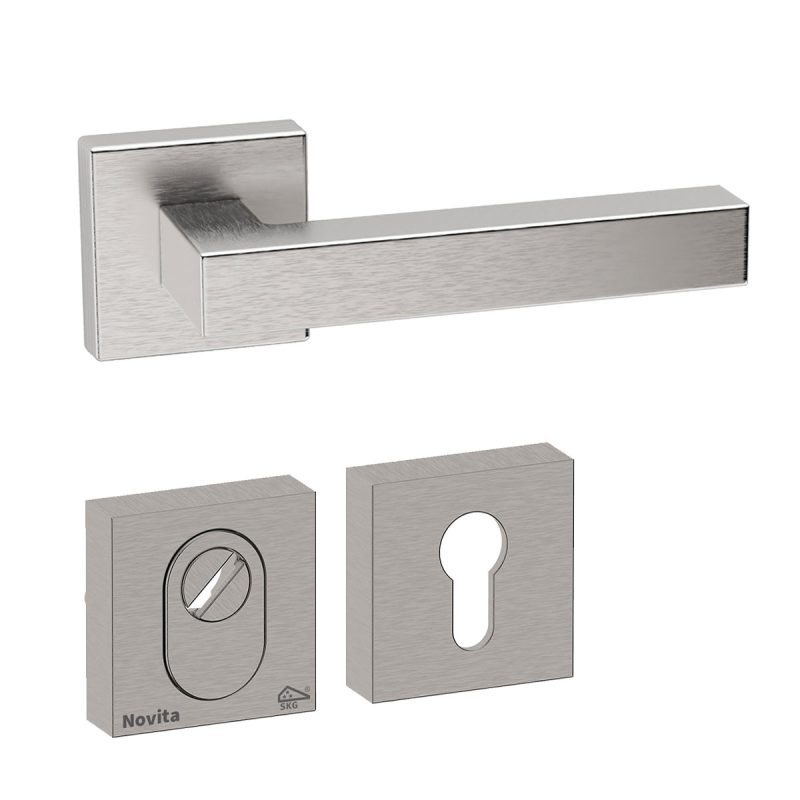 Hardbrass - Genève achterdeurset getrommeld inox