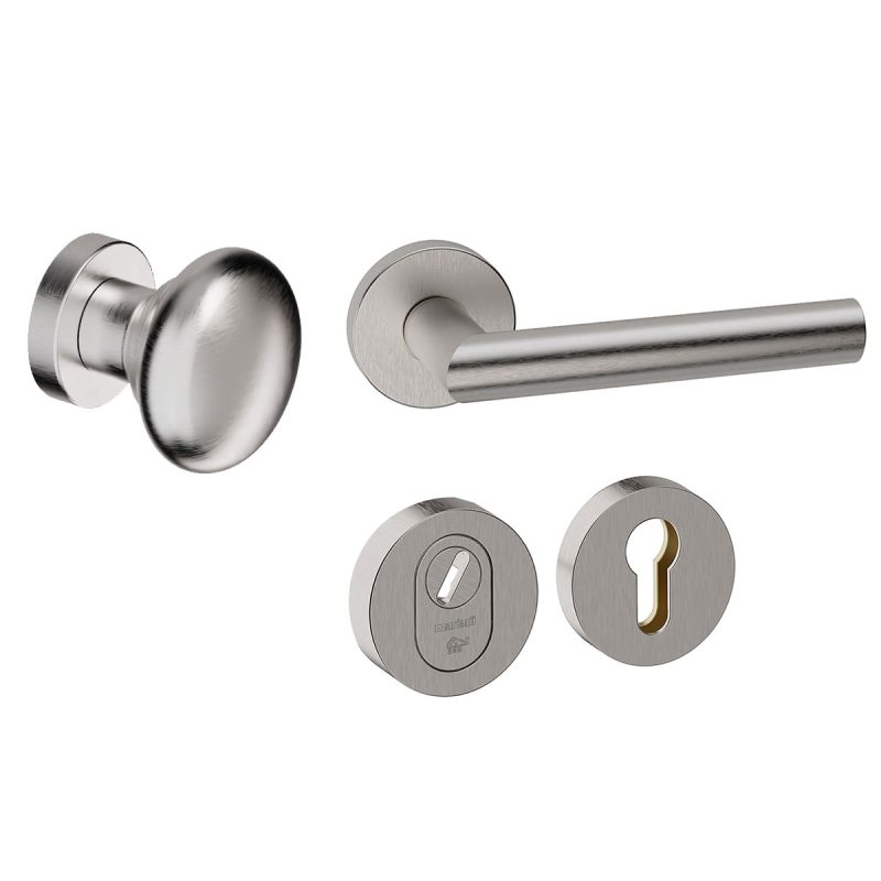 Hardbrass - Attival voordeurset getrommeld inox