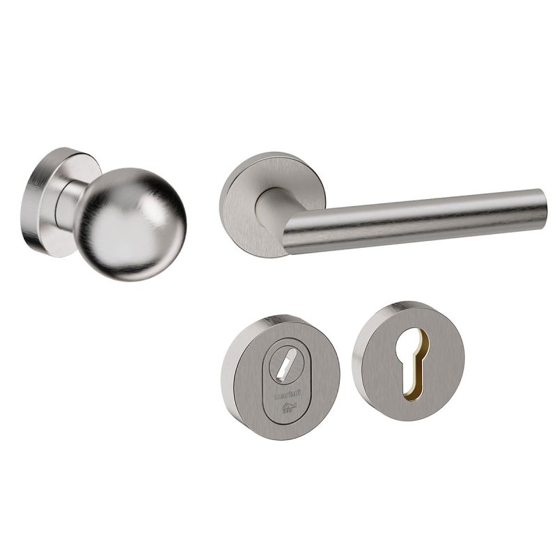 Hardbrass - Sfera voordeurset getrommeld inox