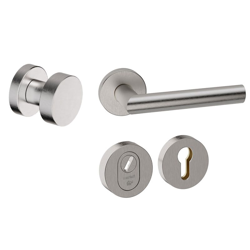 Hardbrass - Piano voordeurset getrommeld inox