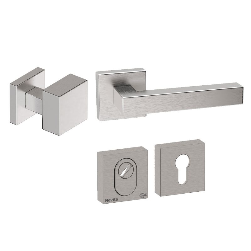Hardbrass - Quadro exc. voordeurset getrommeld inox