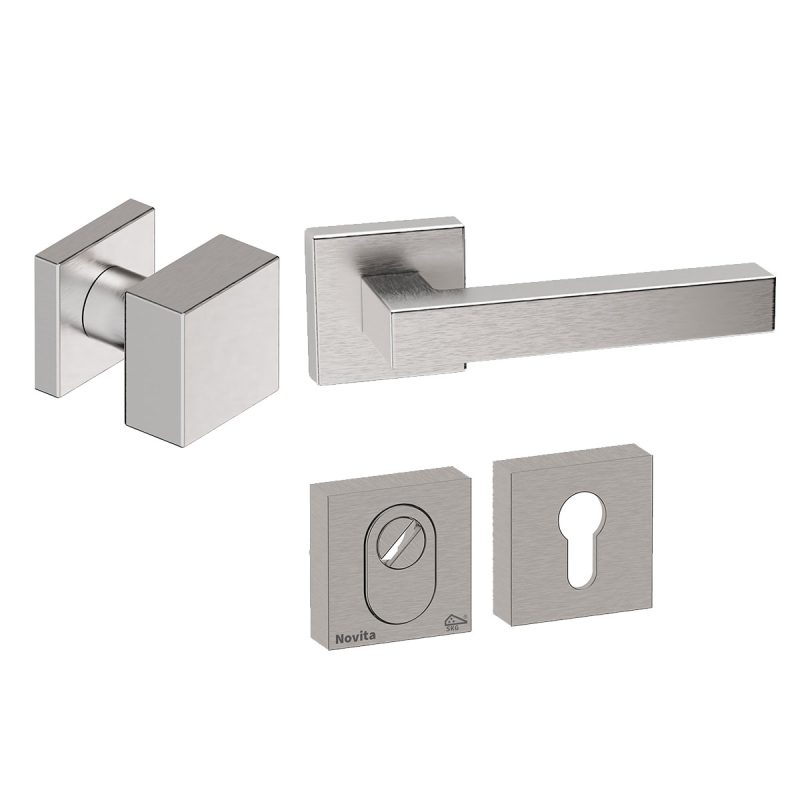 Hardbrass - Quadro 50 voordeurset getrommeld inox