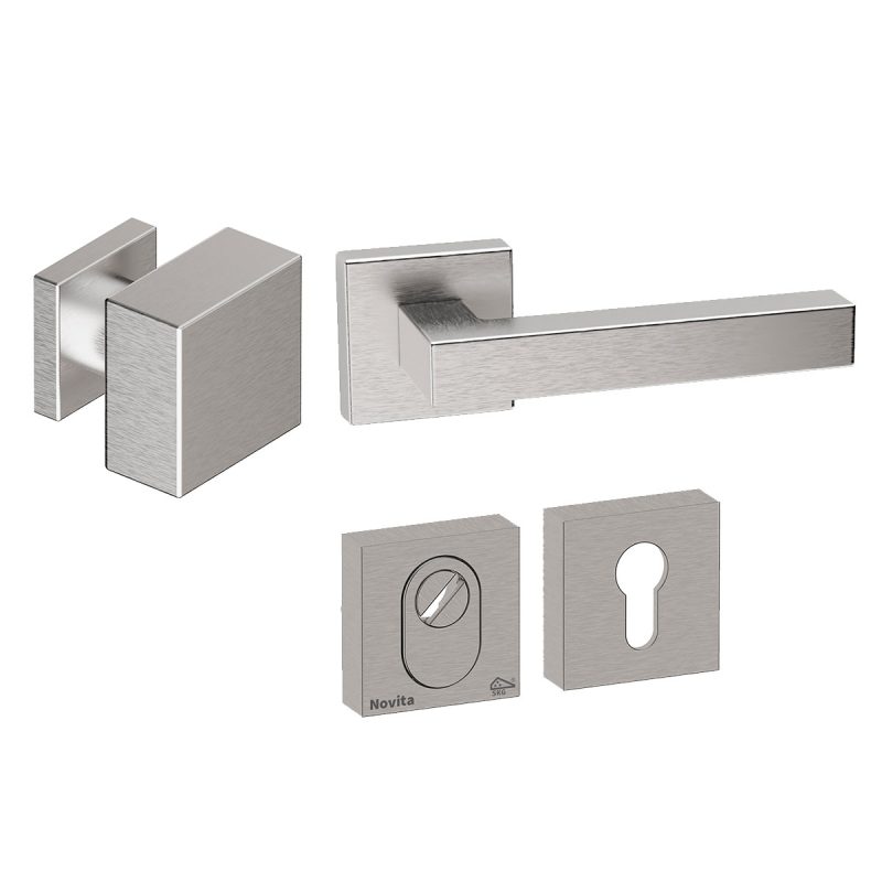 Hardbrass - Quadro 60 voordeurset getrommeld inox