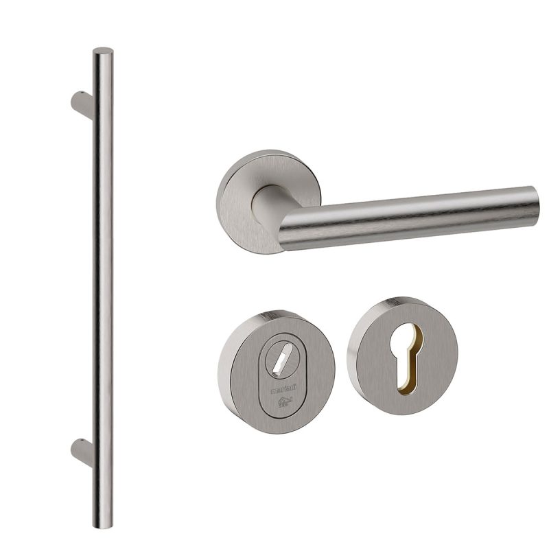 Hardbrass - Frankfurt 1160 voordeurset getrommeld inox