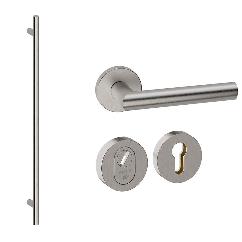 Hardbrass - Frankfurt 1900 voordeurset getrommeld inox