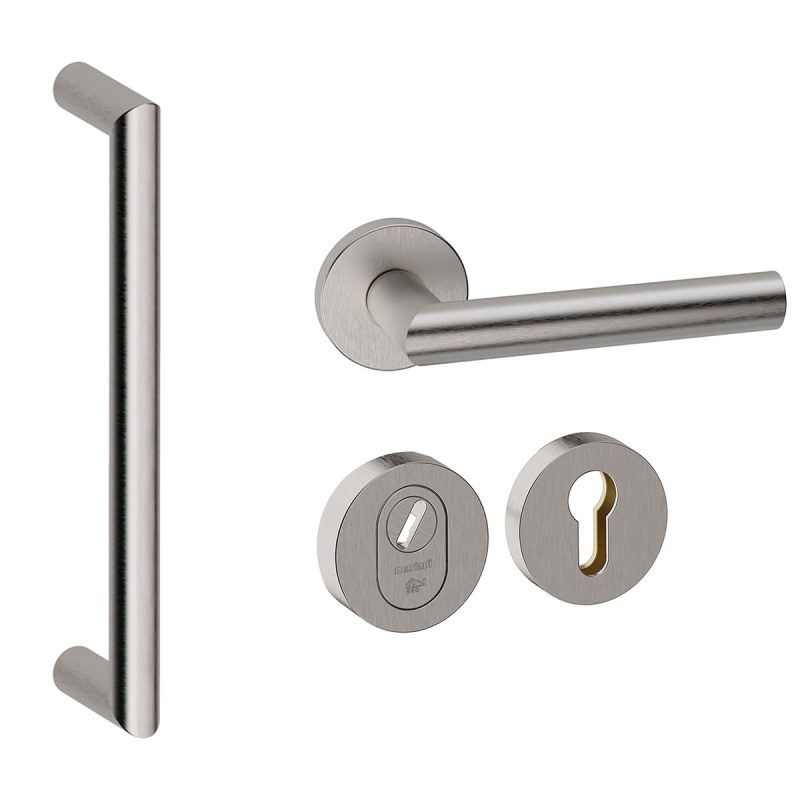 Hardbrass - Nairobi 830 voordeurset getrommeld inox