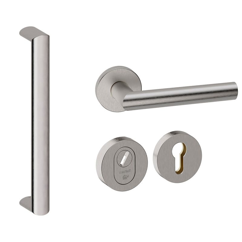 Hardbrass - Moskou 371 voordeurset getrommeld inox