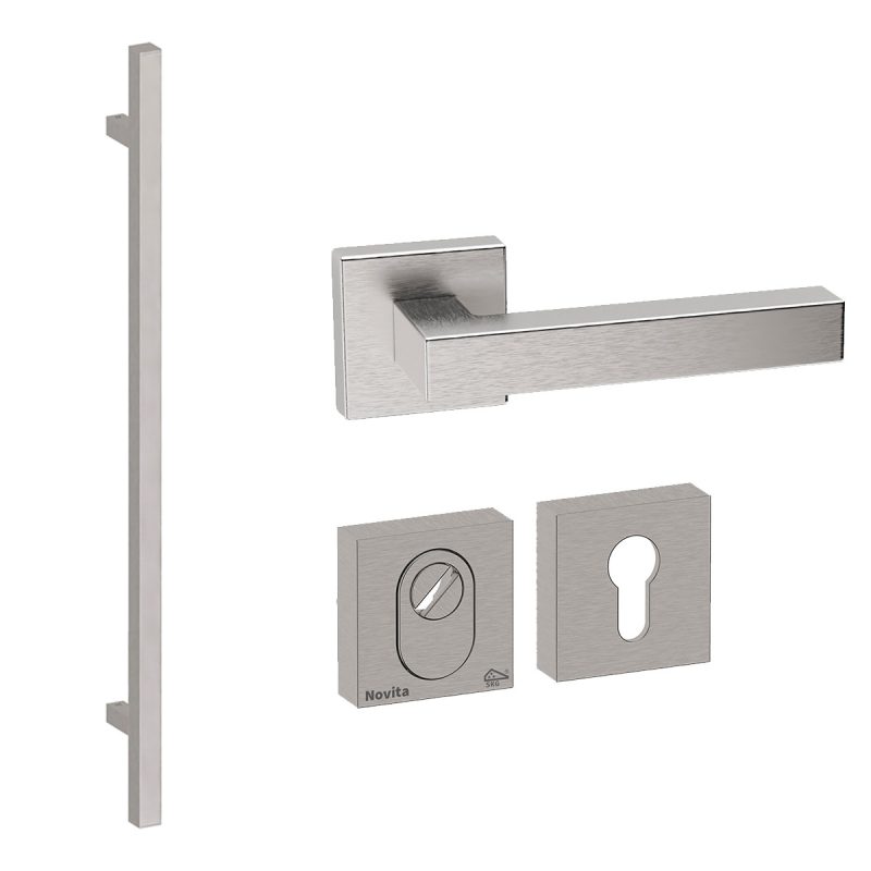 Hardbrass - Toronto 1160 voordeurset getrommeld inox