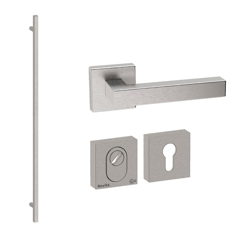 Hardbrass - Toronto 1900 voordeurset getrommeld inox