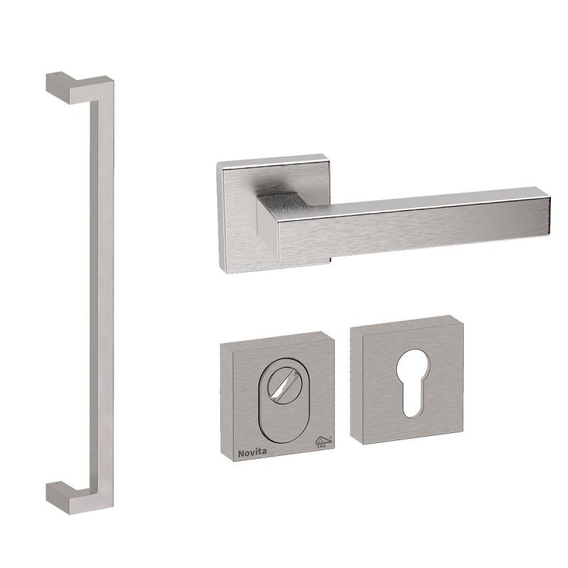 Hardbrass - Denver S 625 voordeurset getrommeld inox