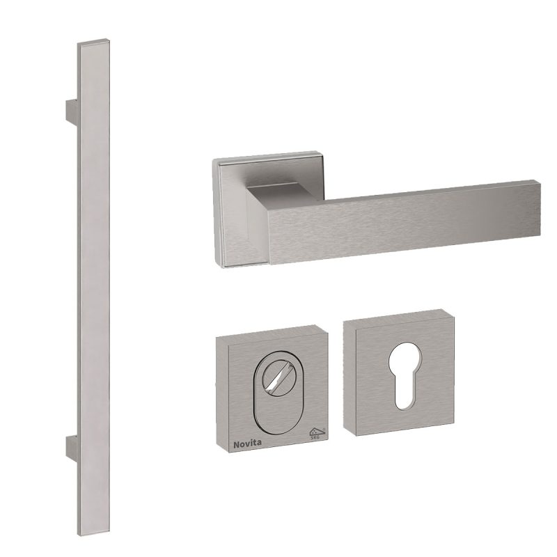 Hardbrass - Miami 800 voordeurset getrommeld inox