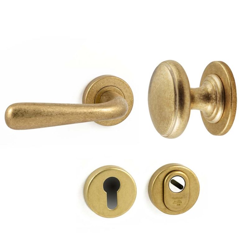 Hardbrass - Pragma/Silvia voordeurset links getrommeld messing