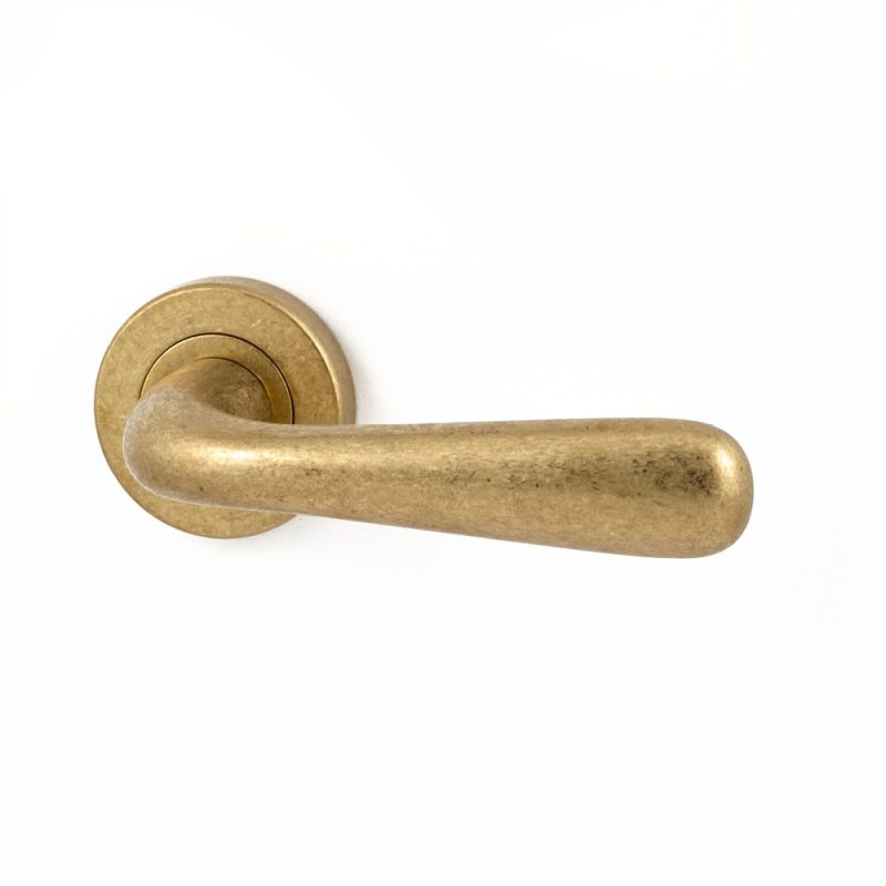 Hardbrass - Deurkruk Silvia rond rozet Nika getrommeld messing