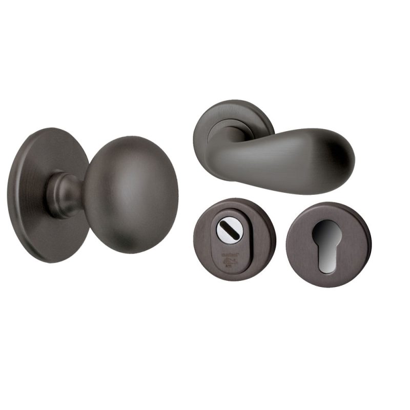 Hardbrass - Iris/Olympia voordeurset rechts PVD Gun Metal