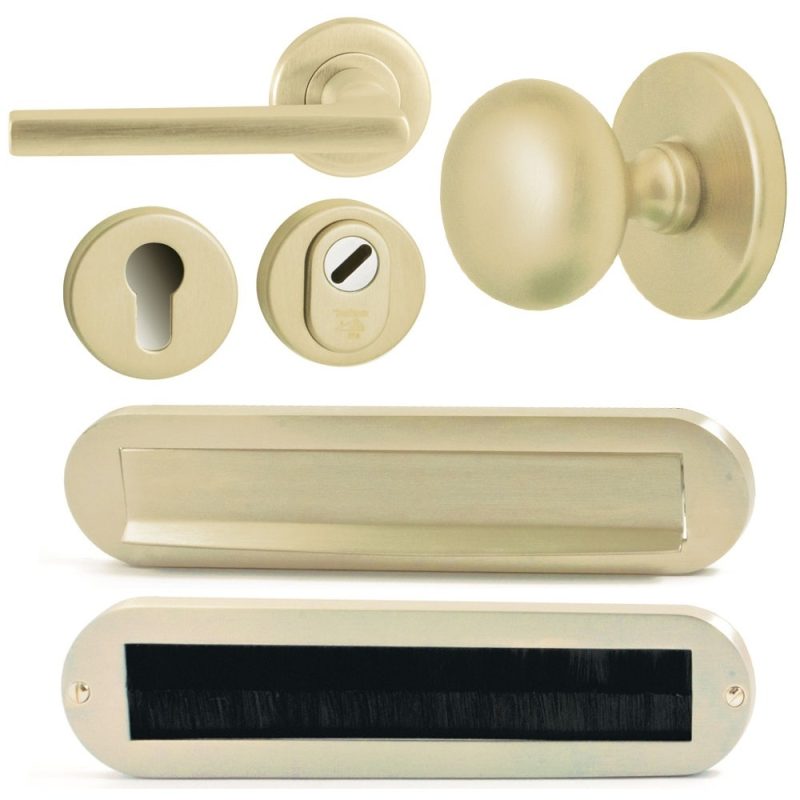 Hardbrass - Iris/Sara voordeurset links PVD Champagne