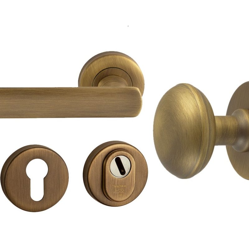 Hardbrass - Saturnus/Shadow voordeurset rechts MAT BRONS