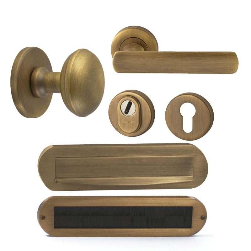 Hardbrass - Saturnus/Shadow voordeurset links MAT BRONS