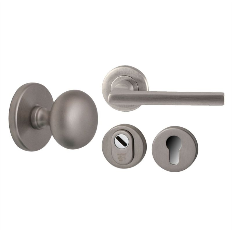 Hardbrass - Iris/Sara voordeurset rechts PVD INOX