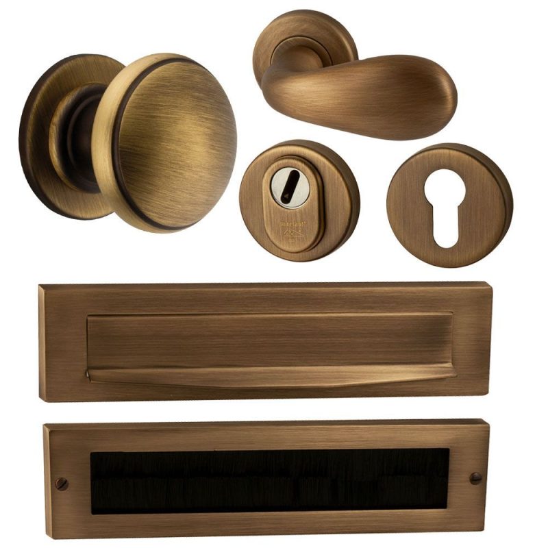 Hardbrass - Pragma/Olympia voordeurset links MAT BRONS