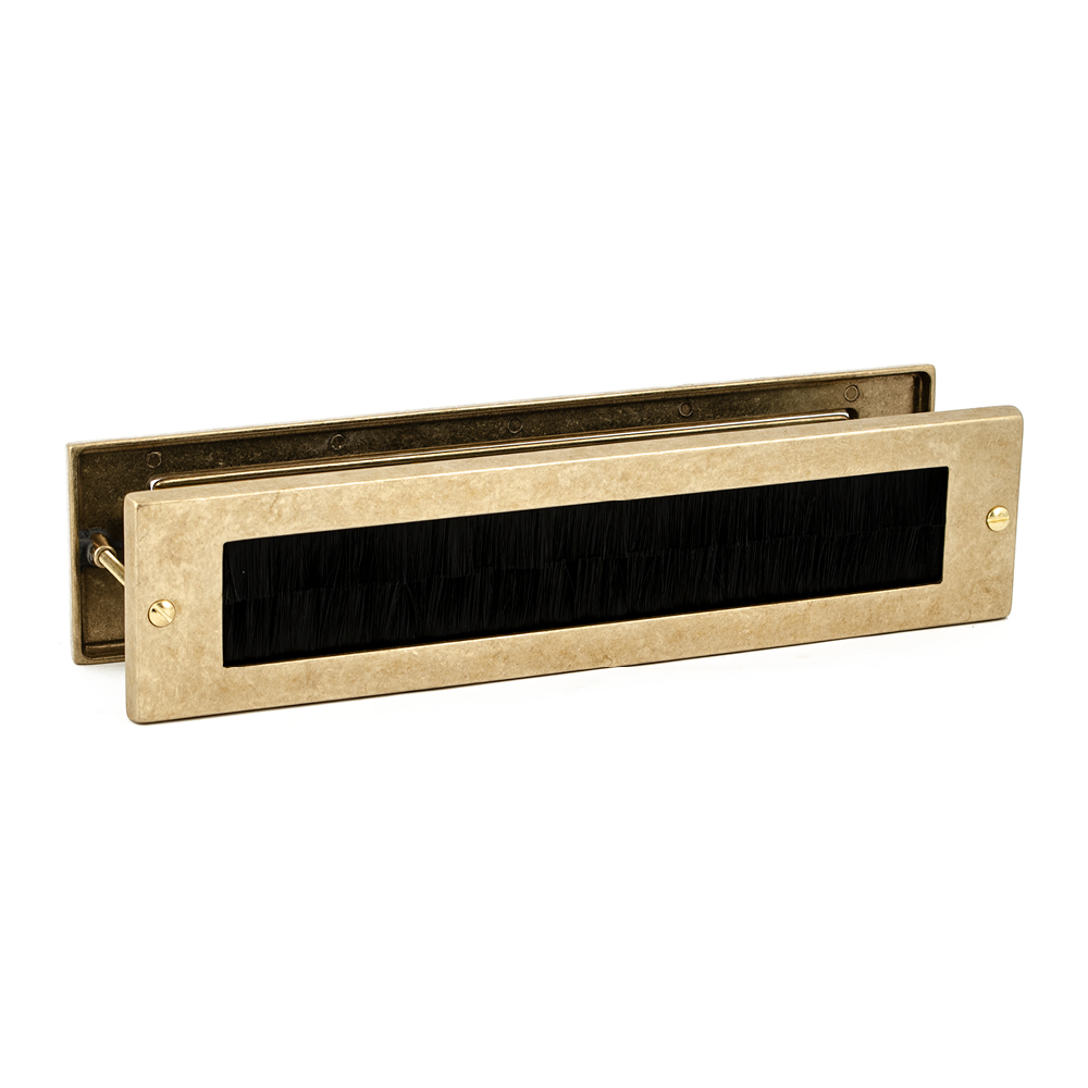 Hardbrass - Briefplaat/tochtborstel combinatie Ellen/Alena Getrommeld messing - Afbeelding 2