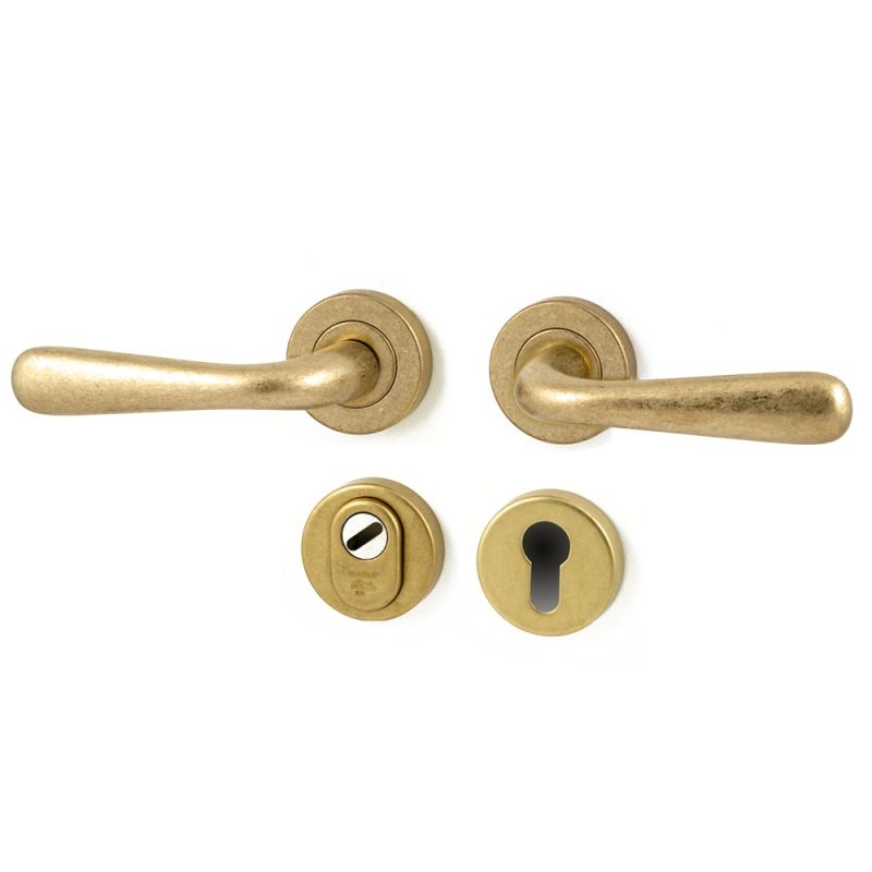 Hardbrass - Silvia achterdeurset Getrommeld Messing