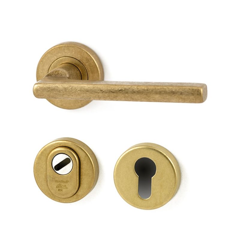 Hardbrass - Sara achterdeurset Getrommeld Messing