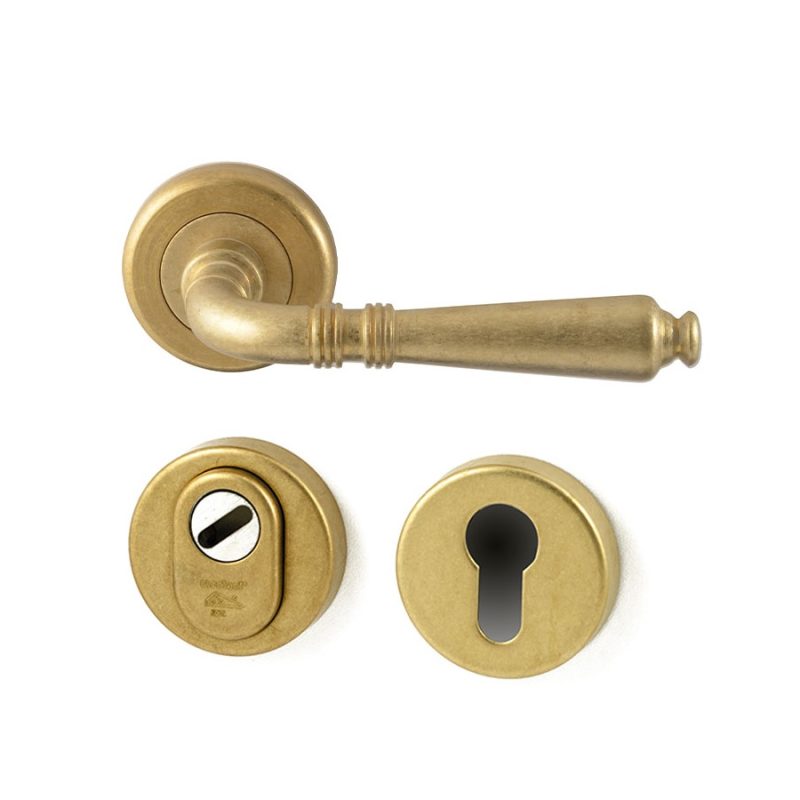 Hardbrass - Ginevra achterdeurset Getrommeld Messing