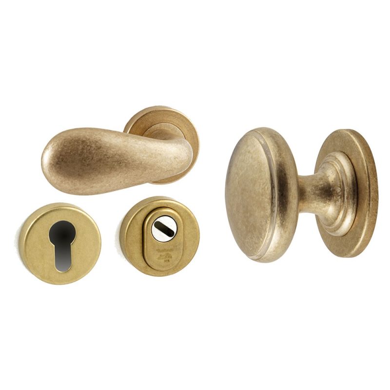 Hardbrass - Pragma/Olympia voordeurset links getrommeld messing