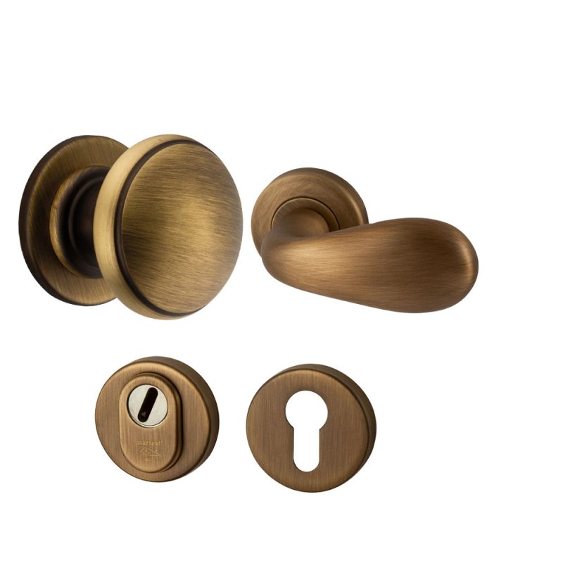 Hardbrass - Pragma/Olympia voordeurset rechts MAT BRONS