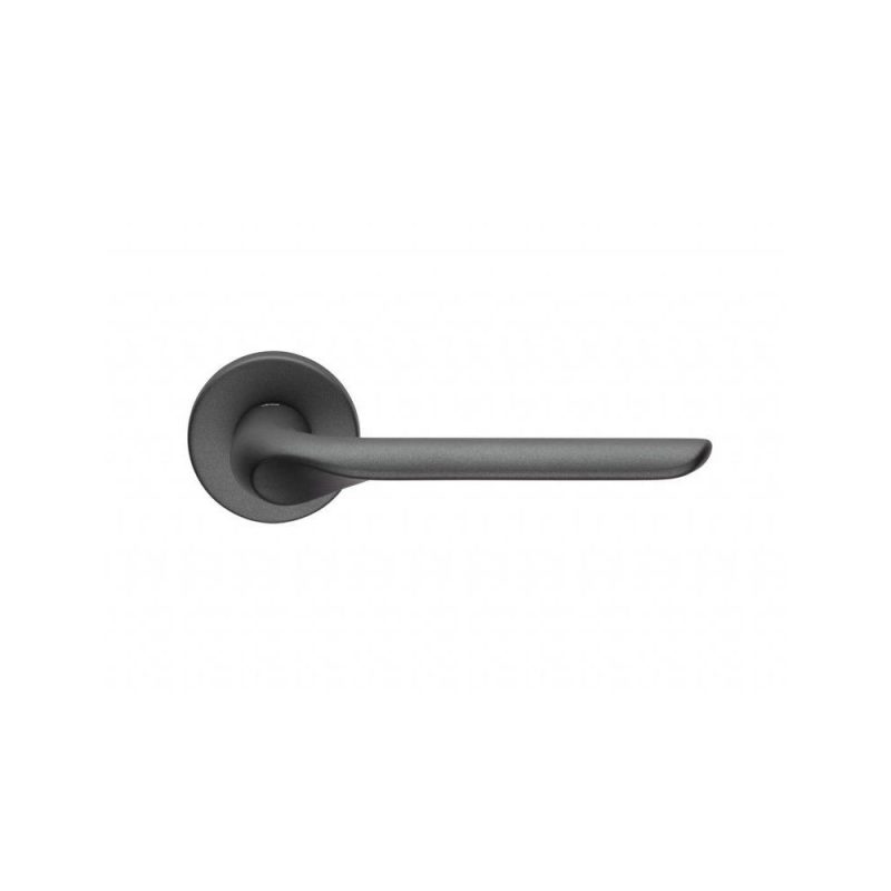 Hardbrass - Deurkruk Chop op rond Rozet Antraciet