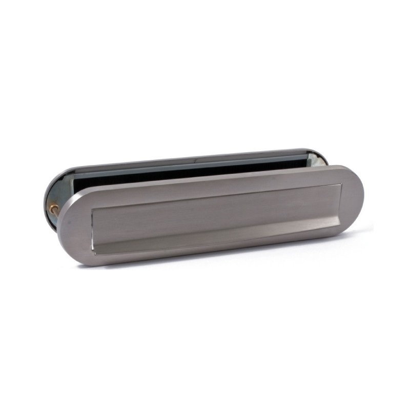 Hardbrass - Briefplaat/tochtborstel combinatie Ronald/Aart ovaal PVD INOX