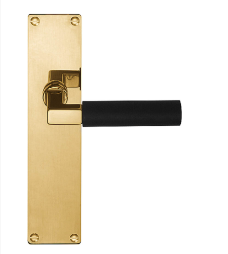 Formani - Deurkruk TIMELESS 1930MPSFC op schild blind messing ongelakt/ebbenhout
