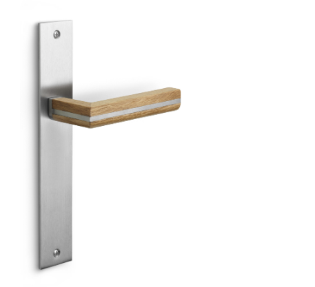 Formani - Deurkruk PIET BOON PBL22P236SFC ongeveerd op blind schild mat rvs/eikenhout
