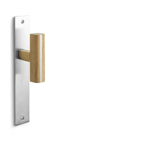 Formani - Deurkruk PIET BOON TWO PBT22P236 ongeveerd op blind schild mat rvs/eikenhout
